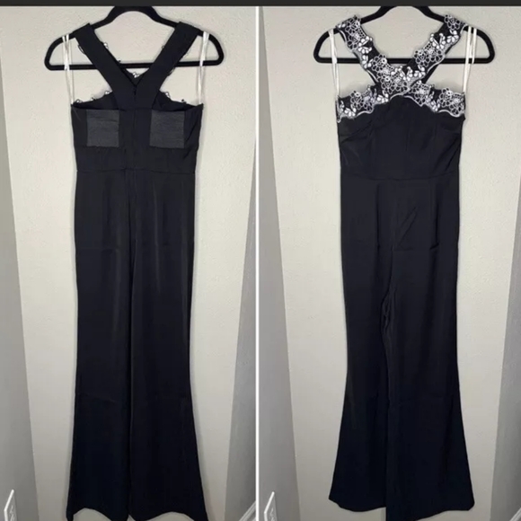 NWT FOXIEDOX SARAH CROCHET TRIM WIDE LEG JUMPSUIT ROMPER - Picture 3 of 6